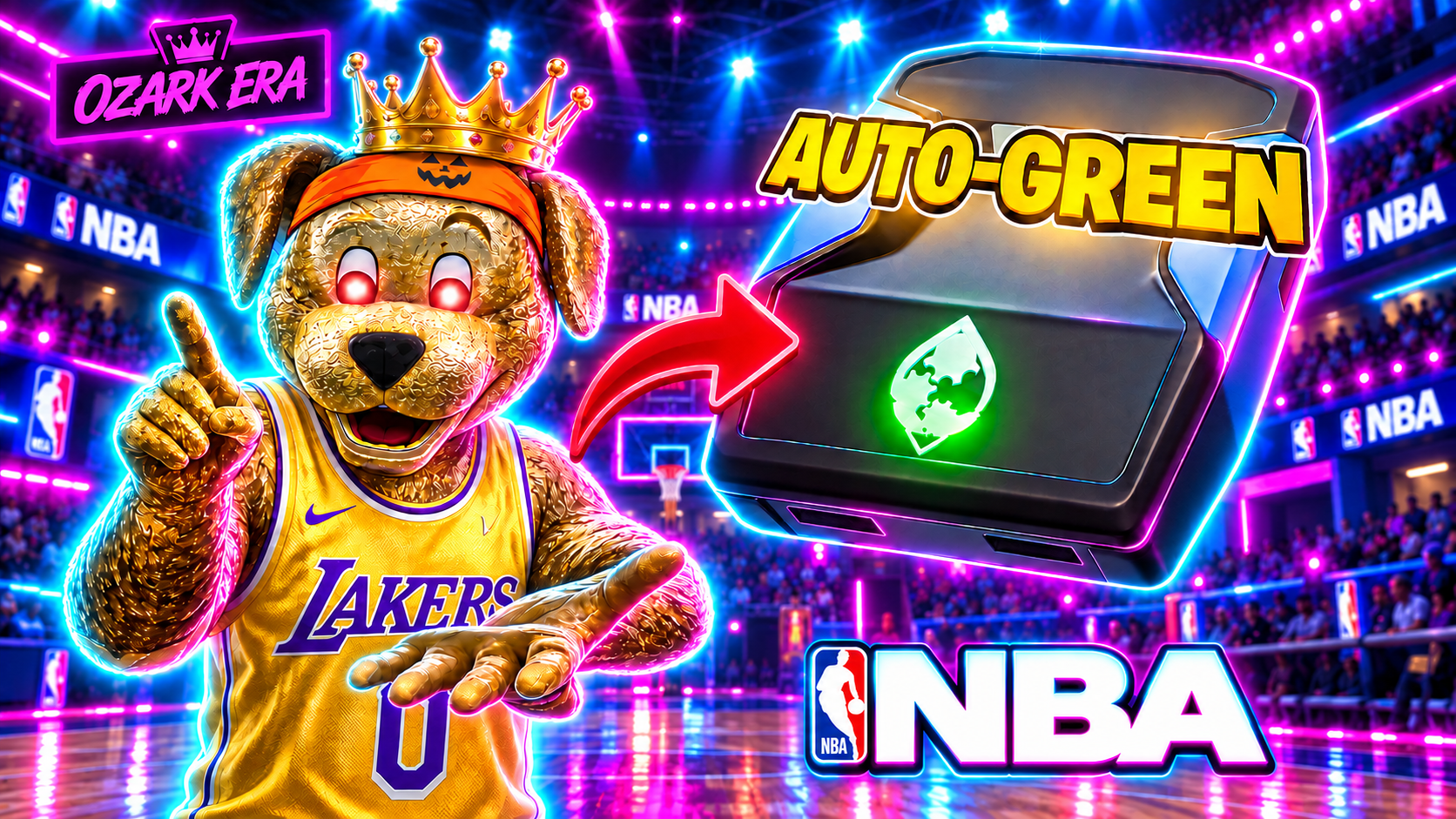 Anomaly product artwork with a golden mascot and Cronus Zen in a basketball arena
